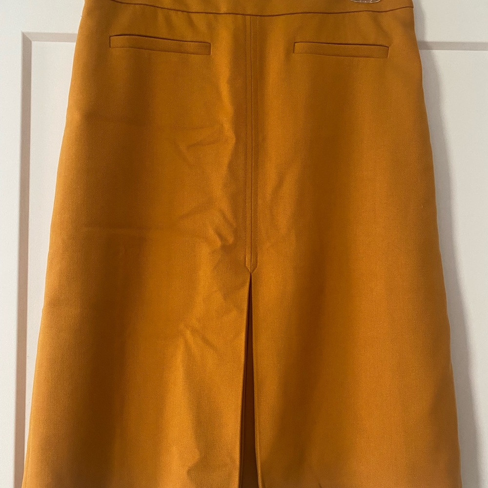 Mustard Yellow pleated front pencil skirt